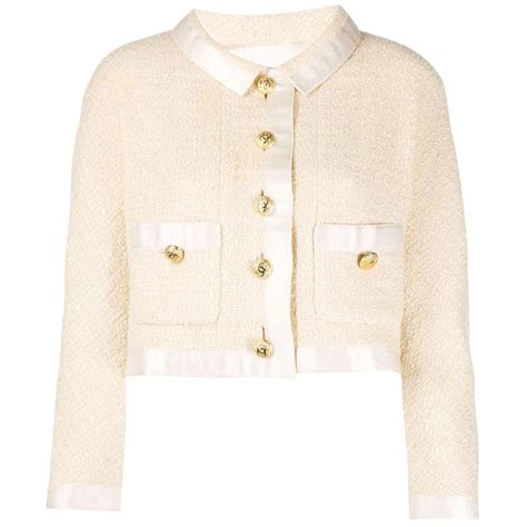 chanel cropped tweed jacket|women's chanel style tweed jacket.